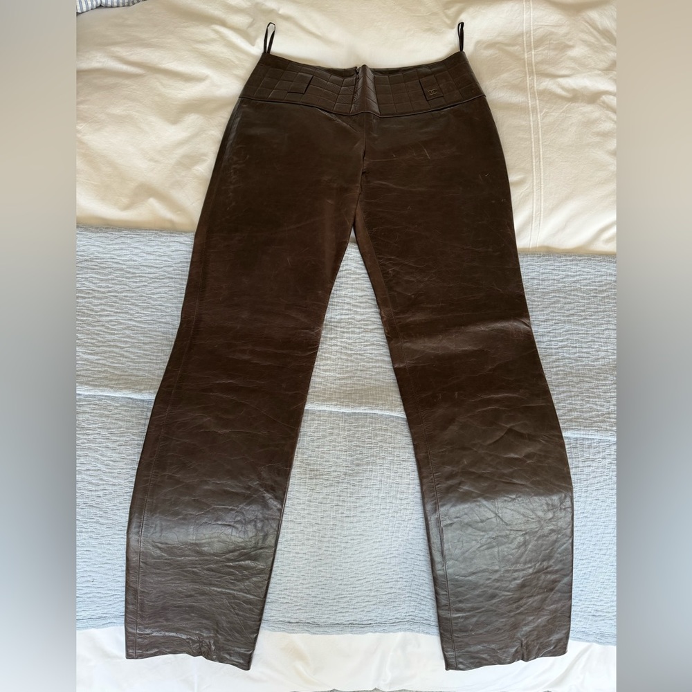 Chanel vintage brown leather pants